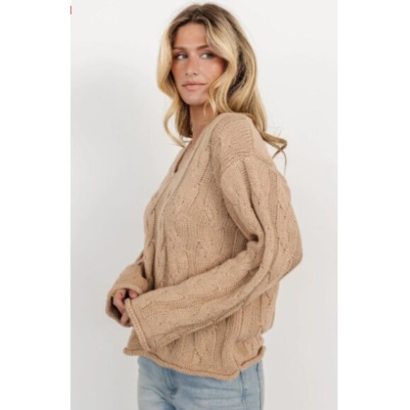 NWT Baltic Born Jordan Cable Knit Sweater, Taupe Tan | Size Medium - Picture 4 of 9